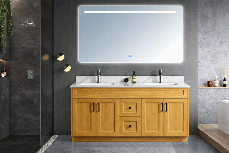 60" Aurora Oak Vanity Freestanding MDF Vanity- Double Sink