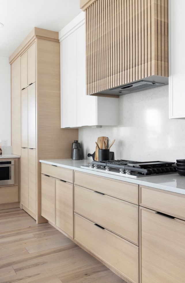 Fluted Wood Range Hood Canopy
