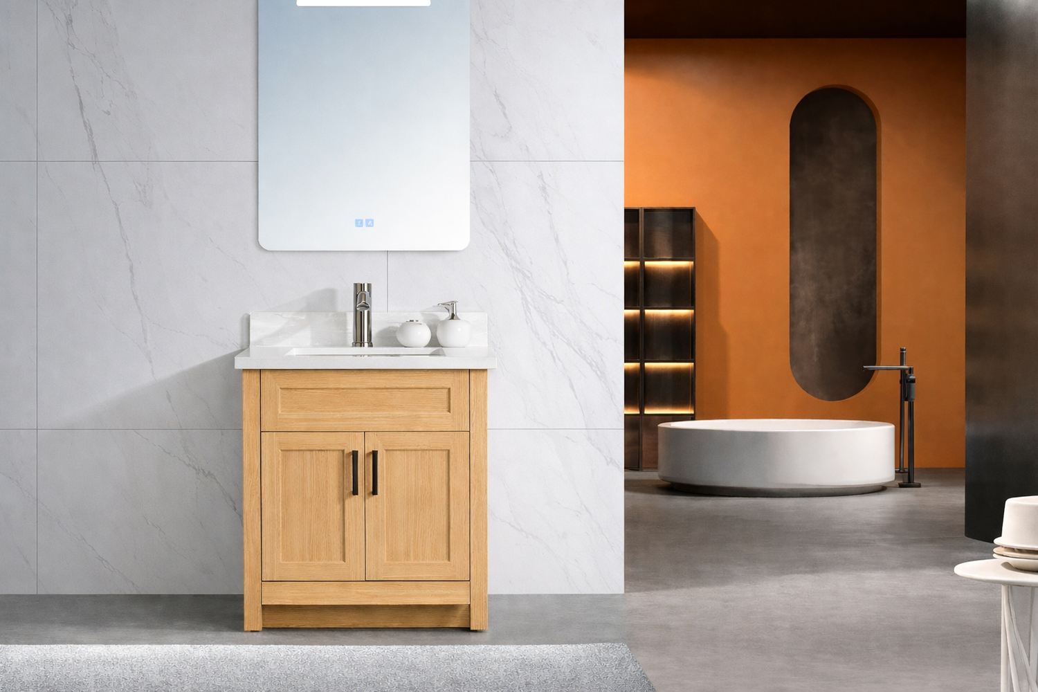 24"Aurora Oak Vanity Freestanding MDF Vanity- 2 Doors