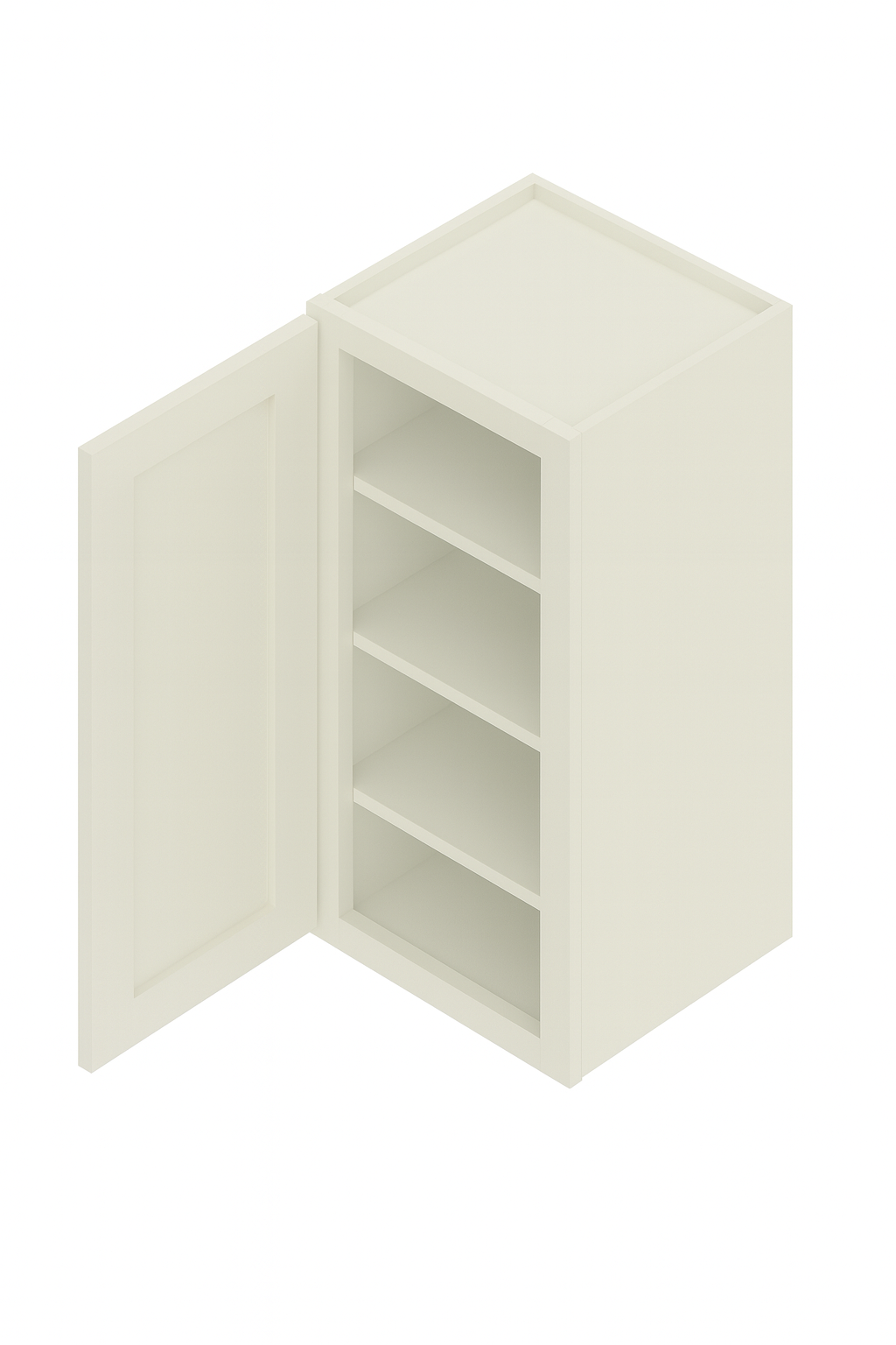 12" Wall Cabinet- 1 Door - 42" Height- 3 Shelves