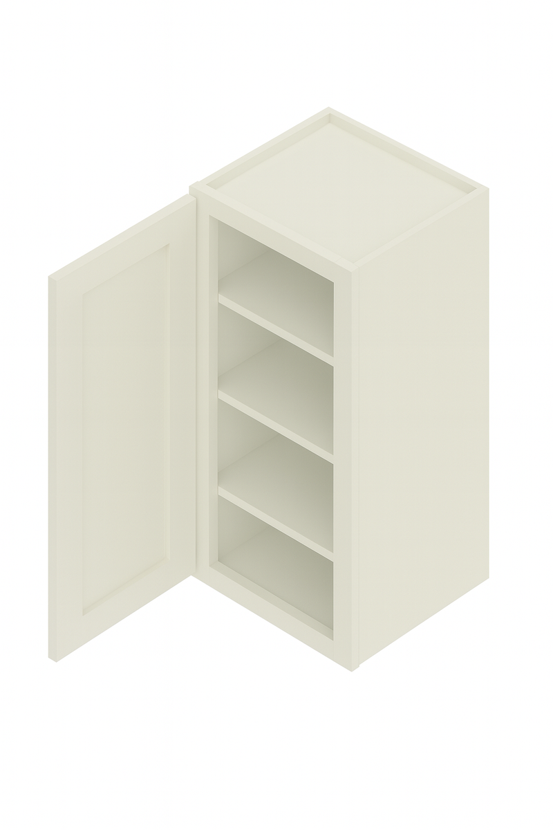 12" Wall Cabinet- 1 Door - 42" Height- 3 Shelves