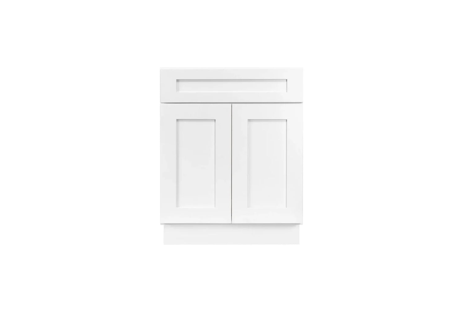 24″ Base Cabinet White Shaker Double Door + Single Drawer