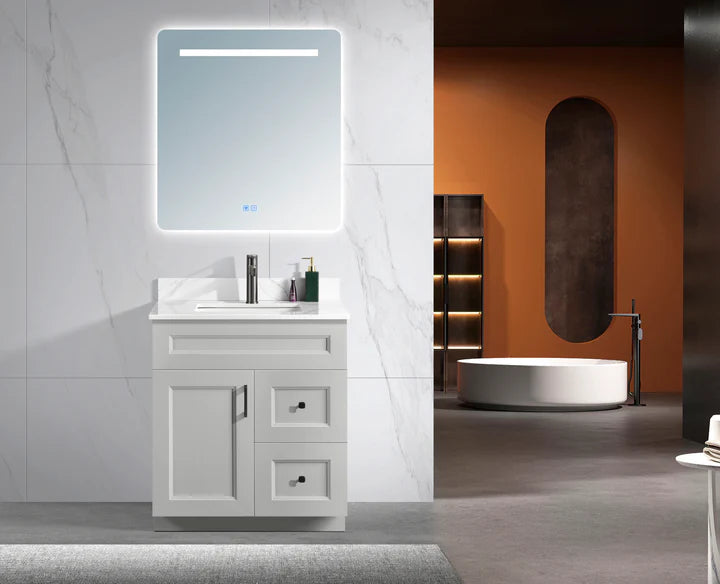 30" Classic Series Freestanding Solid Wood Vanity-1 Door & 2 Drawer- Right side