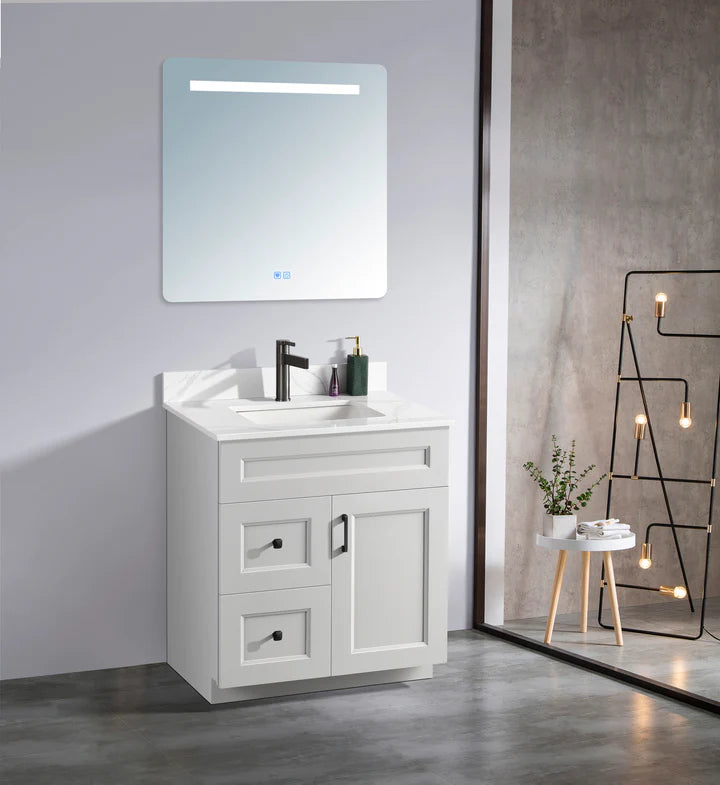 30” Freestanding Bathroom MDF Vanity (1 Door/ 2 Left-side Drawers)
