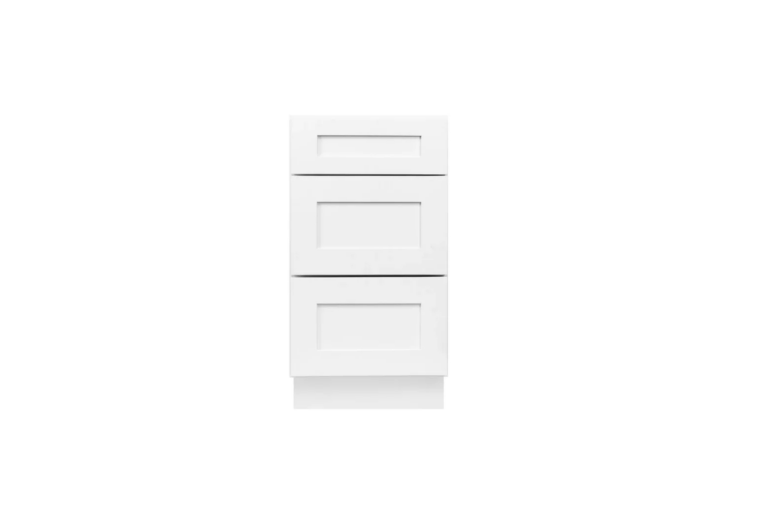 12″ Three Drawer White Shaker Base Cabinet