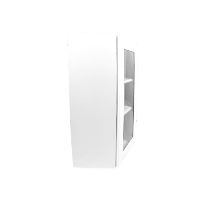 24" Wall Diagonal Glass Cabinet White Shaker