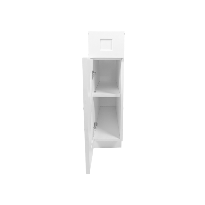 9″ Base Cabinet White Shaker Single Door + Single Drawer